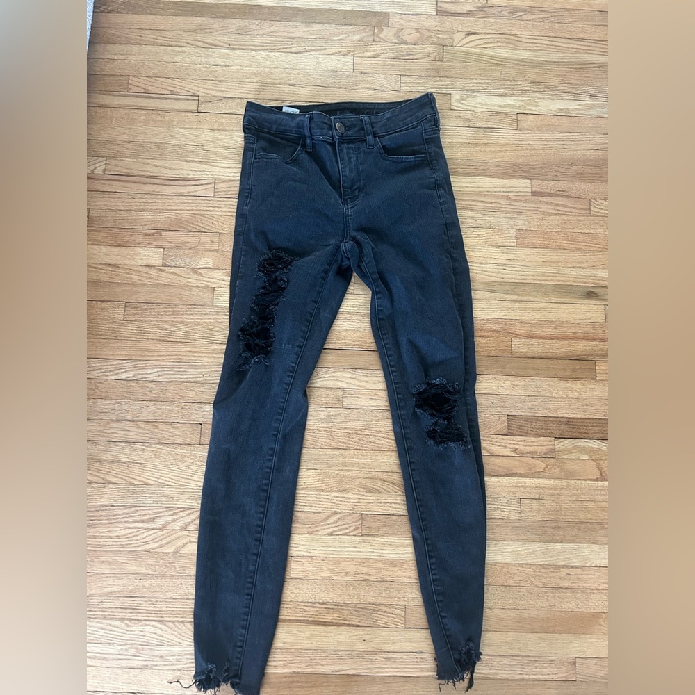 American Eagle Outfitters Black Ripped Skinny Jeans